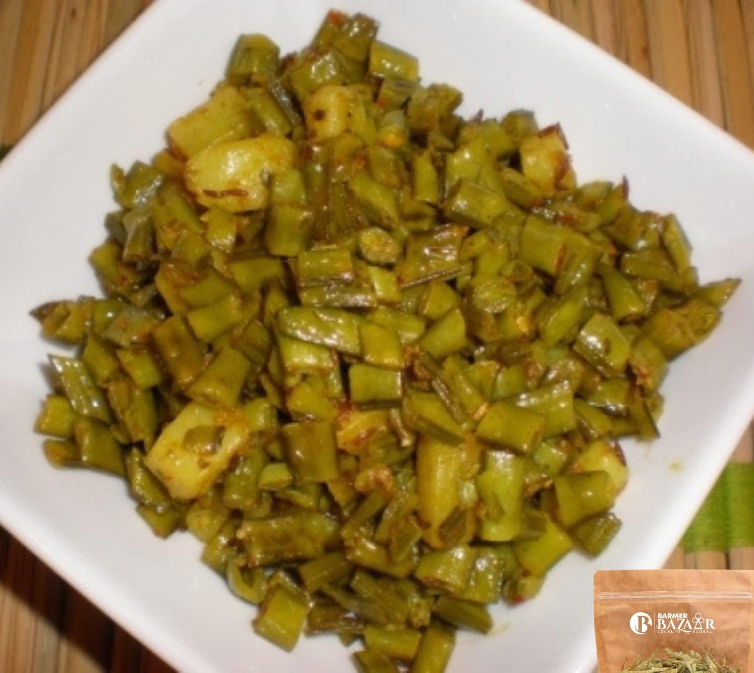 BARMER BAZAAR Barmer Bazaar Gwarfali (Dry Cluster Beans) Ramfali, Guarfali Dry Natural Gawar Fali | Sukhi Fresh Gawar Fali | Sukha Saag | Dry Vegetable (200 GM)