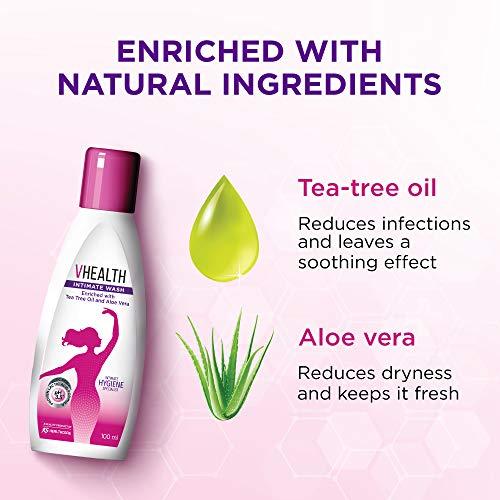 VHealth VHealth Intimate Hygiene Liquid Wash with Tea Tree Oil & Aloe Vera, Prevents Dryness, Itchiness & Irritation, Bad Odour, Balances PH, Paraben/Sulfate Free, Clear, 100 ml