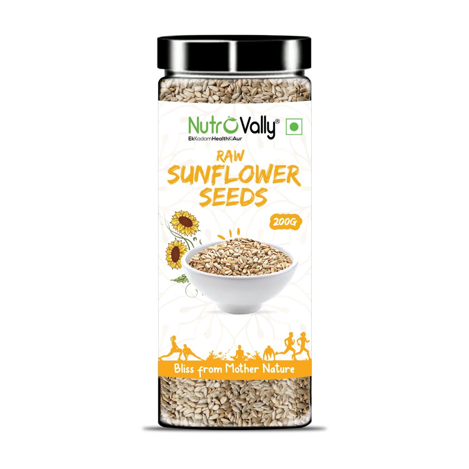 Nutrovally NutroVally Sunflower Seeds for Eating with Goodness of Magnesium | Healthy Snacks Seeds | High in Vitamin, Fibre & Protein 200 gm