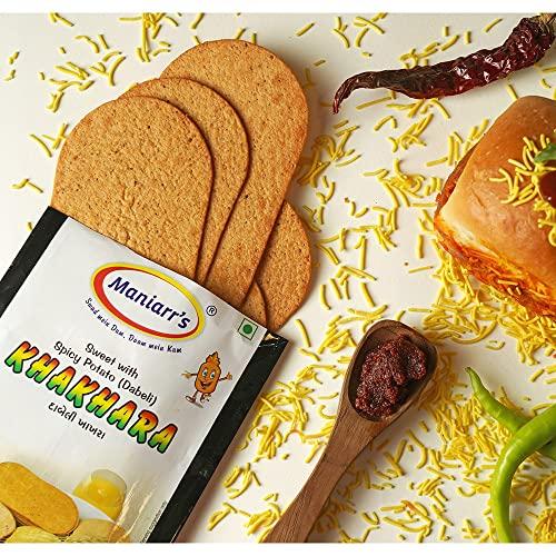 Maniarr's Maniarrs Dabeli flavor slim bite wheat chips made with Natural Ingredient, Healthy snacks, High in protein, Zero preservatives & Diet Friendly, Vacuum pack ready to eat khakhra - Pack of 3 (3x90 gm)