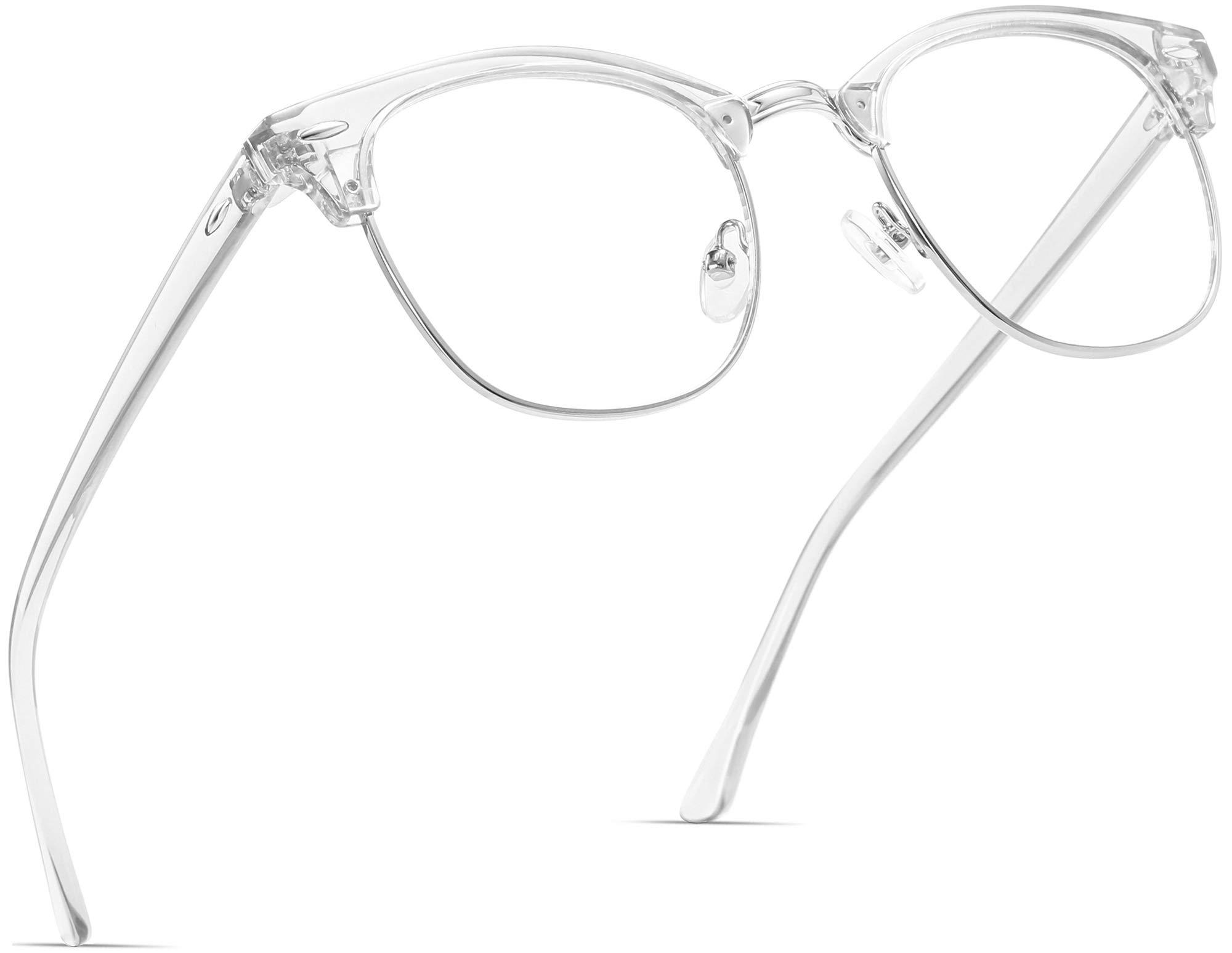 AOMASTE AOMASTE Blue Light Blocking Glasses Vintage Half Frame UV Clear Lens Anti Eyestrain Computer Gaming Glasses for Men Women