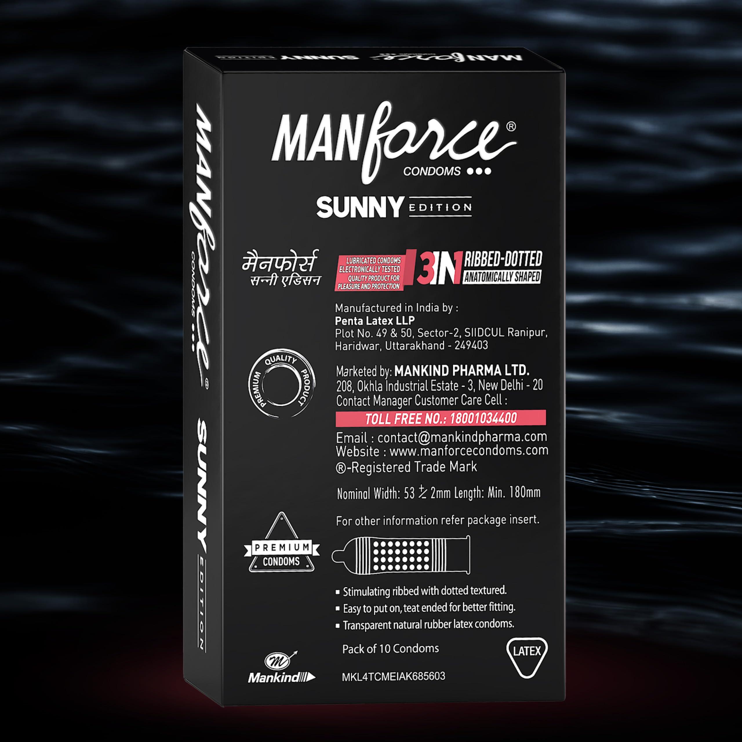 Manforce Manforce Sunny Edition Condoms | 40 Pcs | Ribbed, Dotted & Anatomically Shaped Condoms | For Enhanced Pleasure Of Both | Indias No. 1* Condom Brand For Safe Sex.