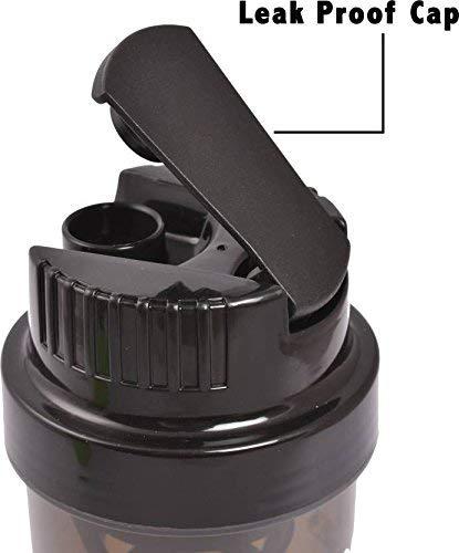 NOHUNT NOHUNT Men\'s and Women\'s Plastic Shake & Sip Gym Sports Protein Shaker Bottles with Multiple Storage compartments, Leak Proof, BPA-Free, Zero odour and Impact Resistant - Blue, 450 ml