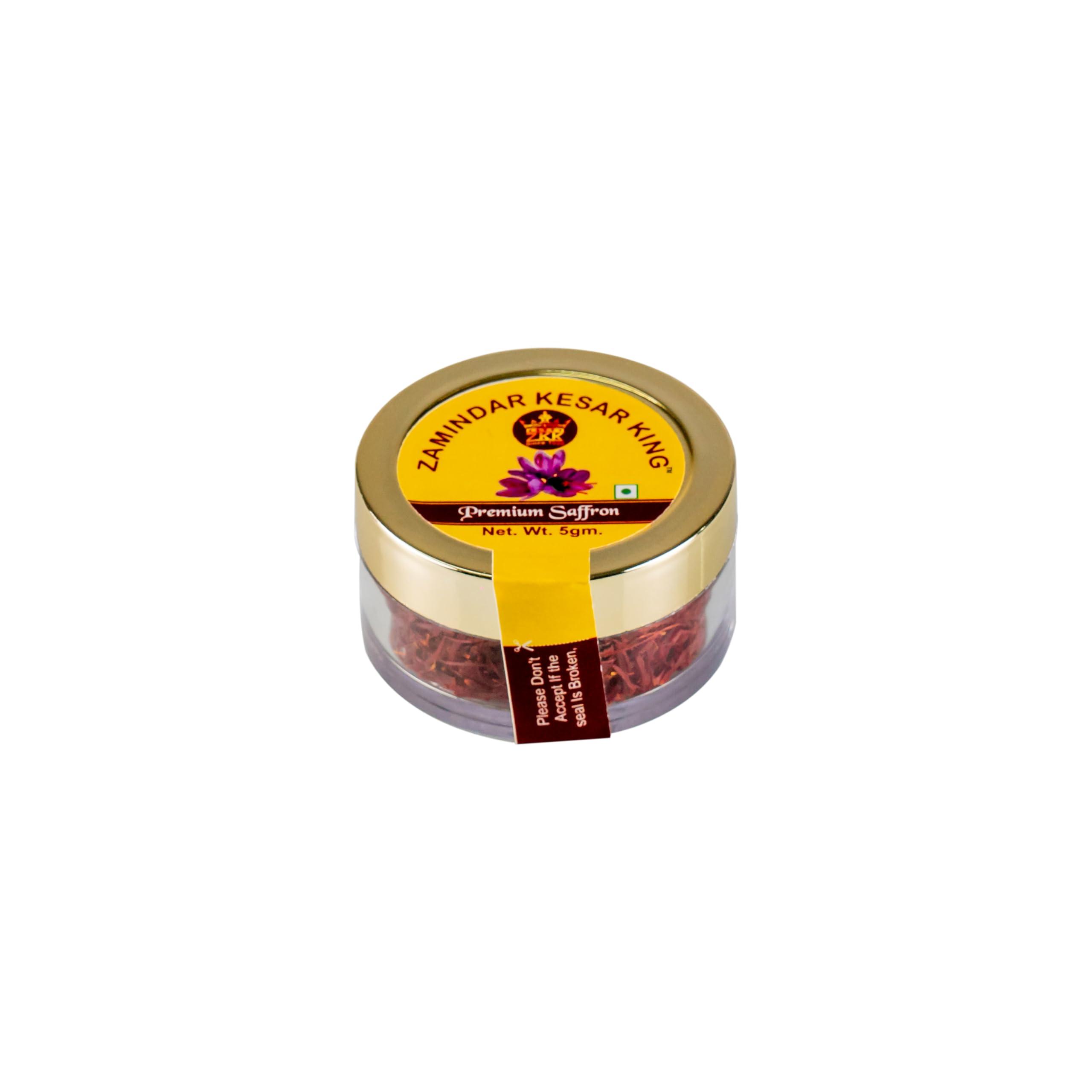 ZAMINDAR KESAR KING ZAMINDAR KESAR KING Saffron Pure Kashmiri Mongra Kesar Value Pack Grade A+ for Pregnant Women | Pooja | Biryani | Tilak | Milk and Skin Pack of 5 GM