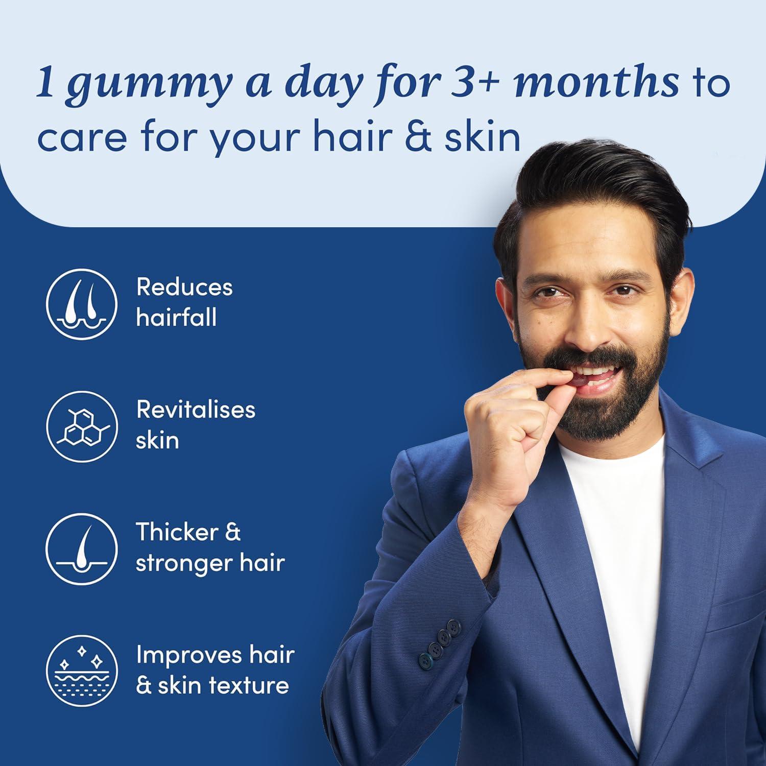 Man Matters Man Matters Biotin Hair Gummies (30N) | No Added Sugar | With Biotin, DHT Blockers, Vitamin A, C, E, Zinc & Fibre | For Healthy & Strong Hair | Strawberry Flavour | 100% Vegan & Gut Friendly