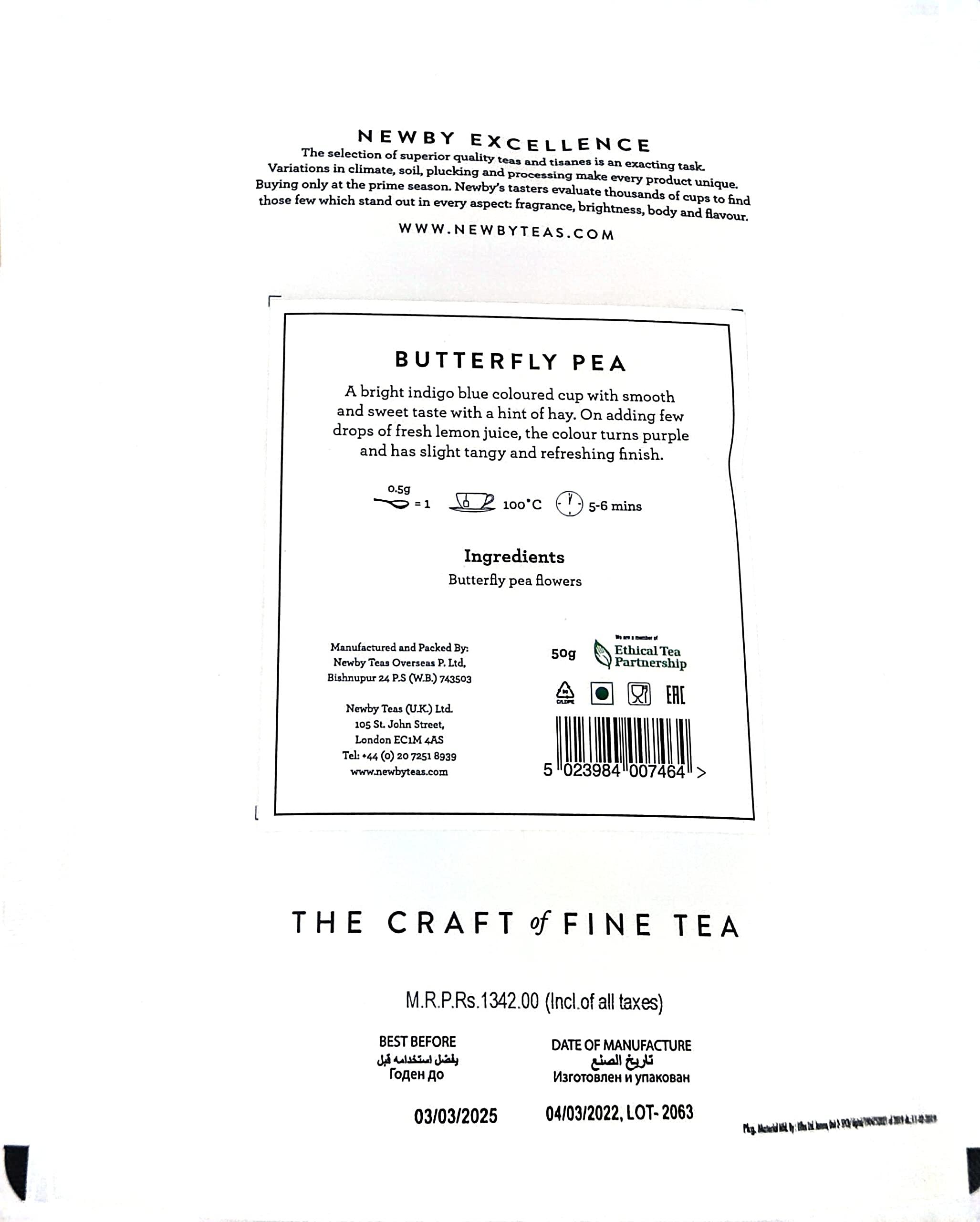 Newby Newby Butterfly Pea Flower Tea | 50 Grams | Rich in Antioxidants | For Strong Hair & Beautiful Skin | Anxiety & Stress Relief | Caffeine Free