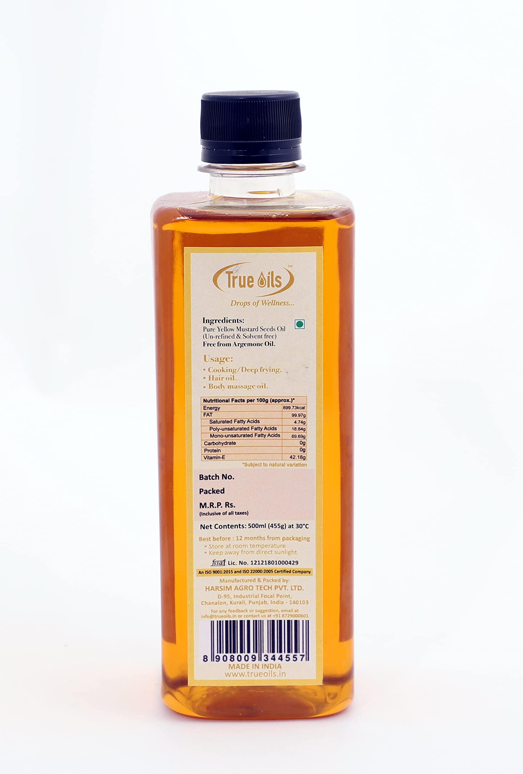 True Oils True Oils Natural Yellow Mustard Seed | Cold Pressed | Unrefined | Additive Free | Healthy Cooking Oil (500ml)