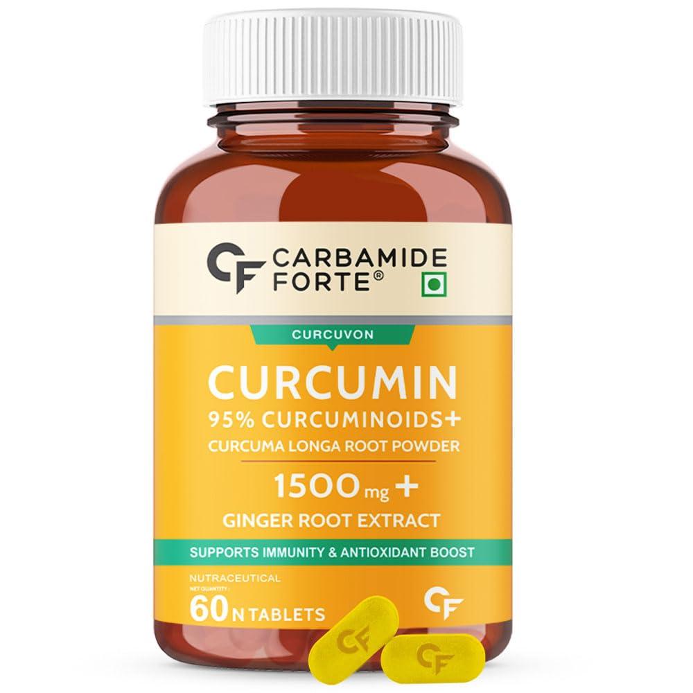 Carbamide Forte Carbamide Forte Curcumin Tablets with Piperine and 95% Curcuminoids | Anti inflammatory Supplement for Adults | With Curcuma Longa, Turmeric & Ginger Root extract | 60 Veg Tablets