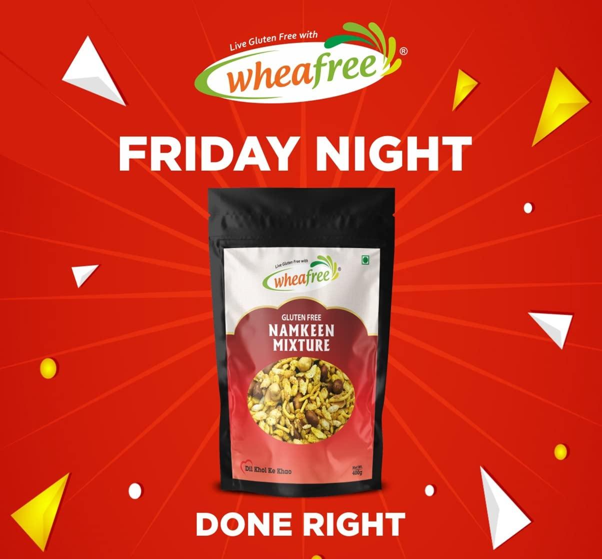 wheafree Wheafree Gluten Free Namkeen Mixture - Pack of 2 (400g each) | Delicious, Ready to Eat Indian Snacks | Tasty Crispy & Crunchy Savoury Snacks | Tangy and Spicy Flavour