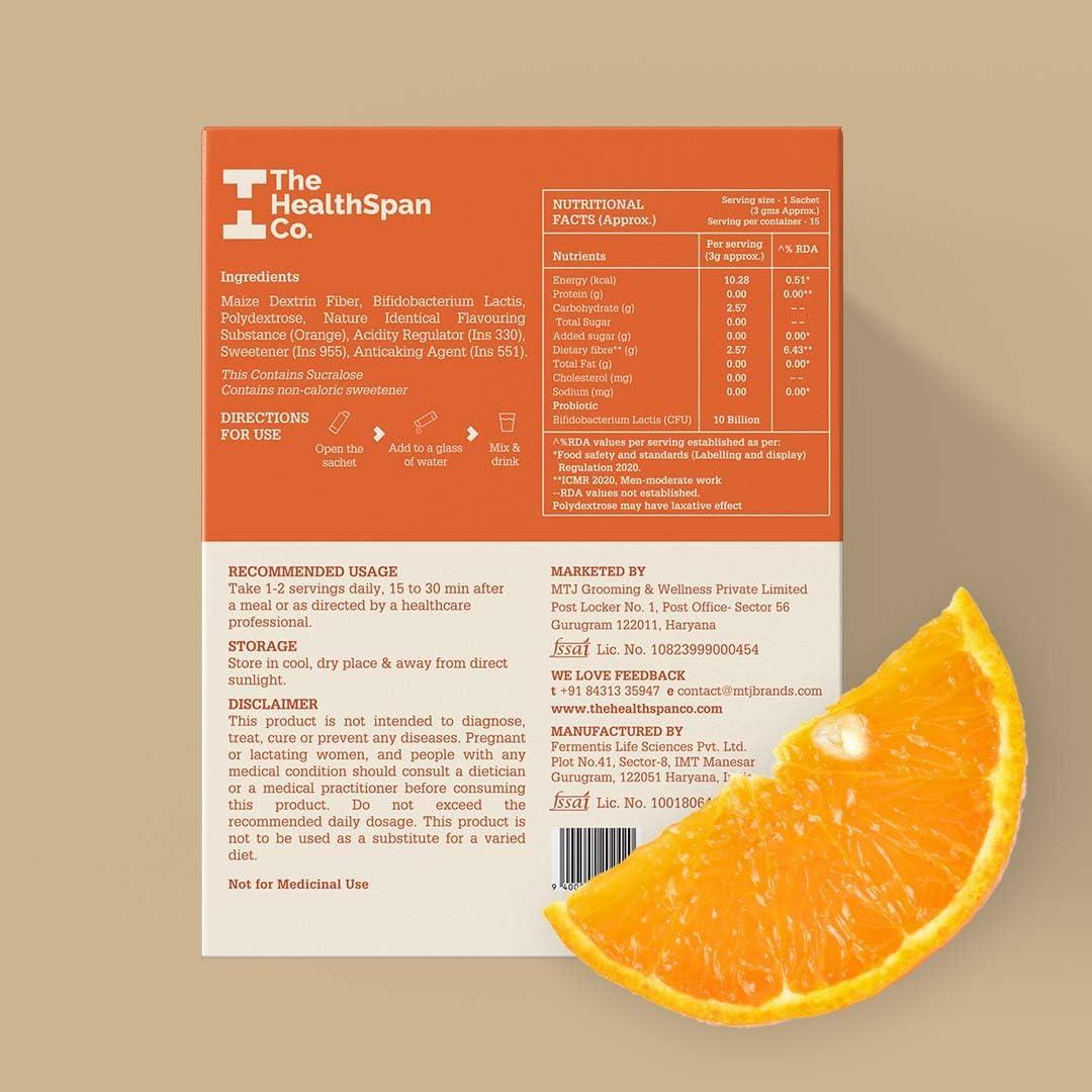 The Healthspan Co. The Healthspan Co. Sustainably Lean | Improve Metabolism To Manage Weight | For Men & Women | Fiber Rich | 10 BN CFU Probiotic | 45 Days Pack | Pack of 3 | Orange Flavour