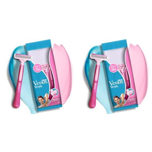 Gillette Venus Gillette Venus Simply Venus Pink Hair Removal for Women - 5 razors (Buy 4,Get 1 free) (Pack of 2)