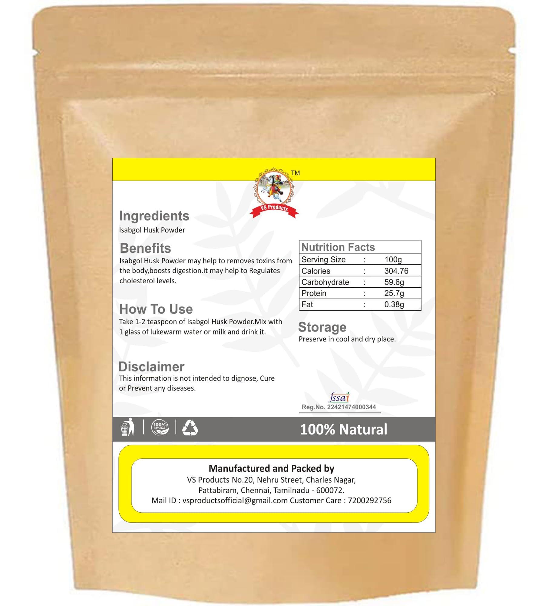 VS Products VS Products Isabgol Husk Powder,100g, Psyllium Husk Powder, Effectively Relieves Constipation, Fibre Supplement For Digestion,(Pack of 1 X 100gm)