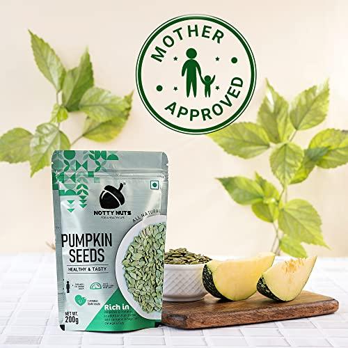 Notty Nuts -FOR A HEALTHY LIFE Notty Nuts Pumpkin Seeds 200g | Raw Pumpkin Seeds for Eating | Immunity Booster Seeds | Protein and Fiber Rich Superfood
