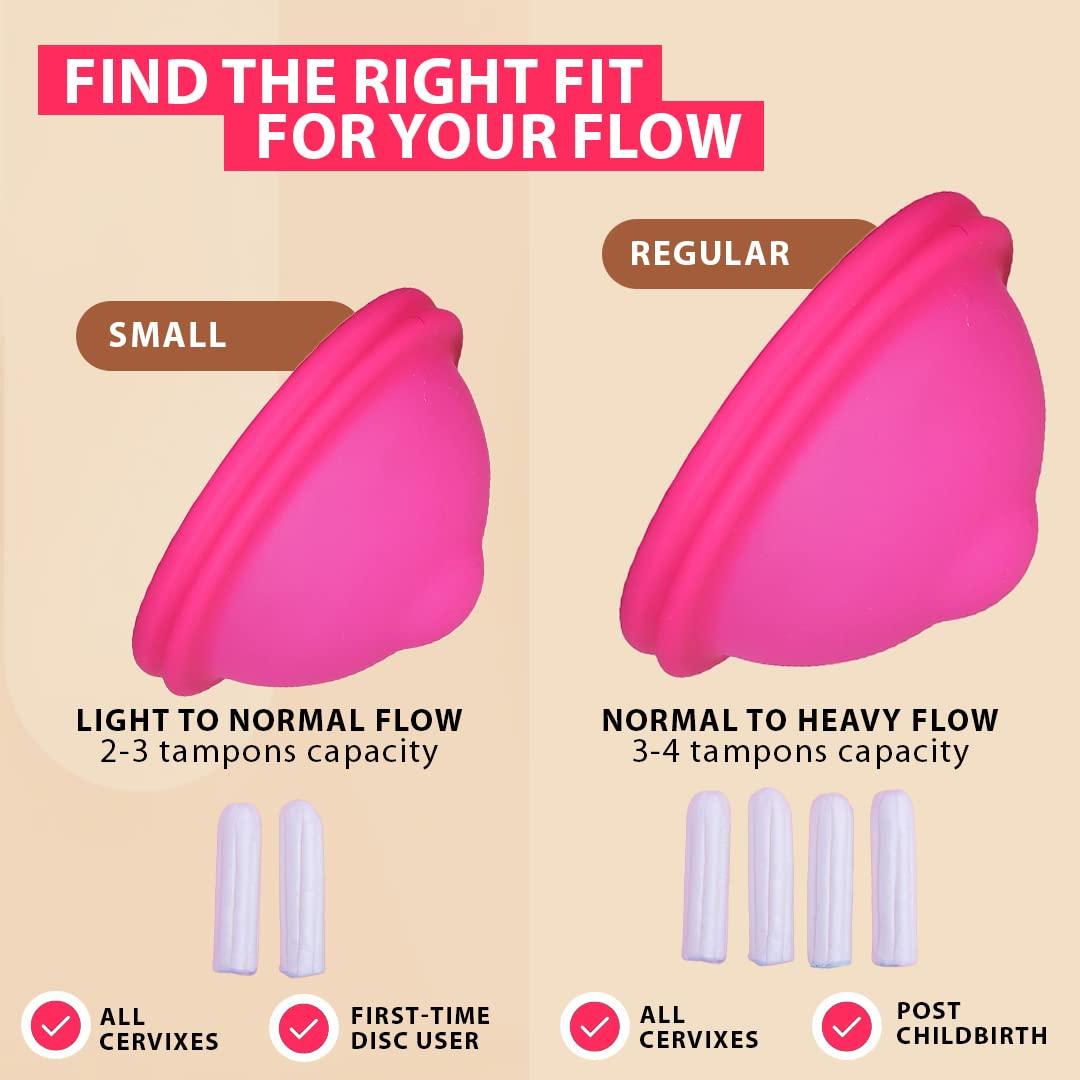 MYKI MYKI Perfect Soft Disc Reusable Menstrual Cup for Women Ultra Soft, Oduor and Rash Free 100% Medical Grade Silicone No Leakage Protection for Up to 8-10 Hours US FDA Registered Pink Size-Large