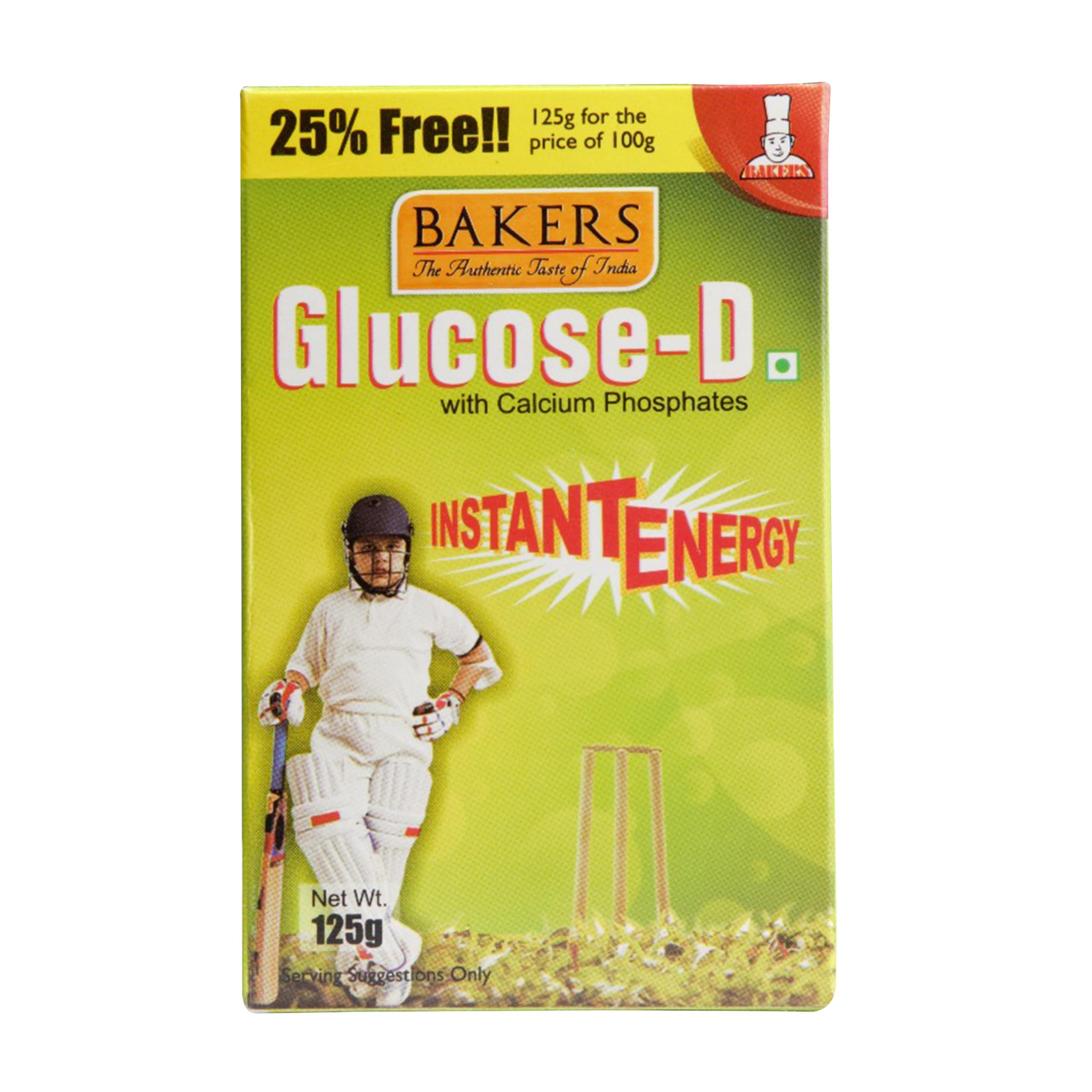 BAKERS BAKERS Glucose - D Powder | 100% Veg | Instant Energy Recharge with Calcium Phosphates and Vitamin D | Helps Boosts Immunity | Pack of 3 (125 gm x 3)