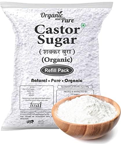 Organic and Pure Oragnic and Pure Castor Sugar | Bura Sugar Powder | Desi Shakkar Burada | Chini Ka Bura | Crushed Sugar (for Baking) (Refill Pack) 400g