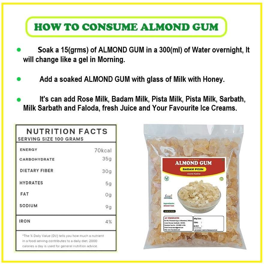 3V PRODUCTS 3V PRODUCTS Almond Gum 1Kg | Badam Pisin | Gond Katira | Badam Gum