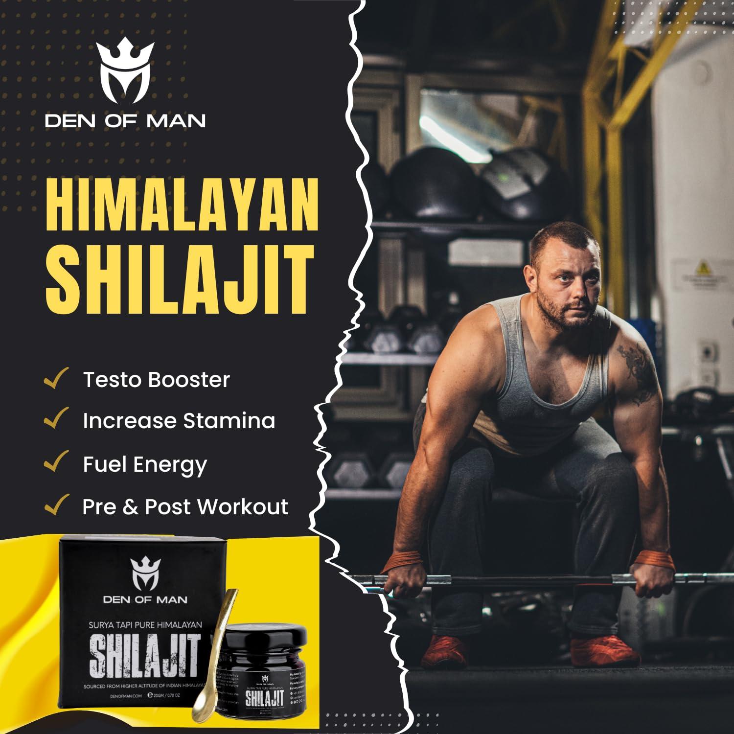 Den of Man Den of Man Sun Dried Himalayan Shilajit Resin For Stamina & Energy, Rich in Fulvic Acid, 20gm