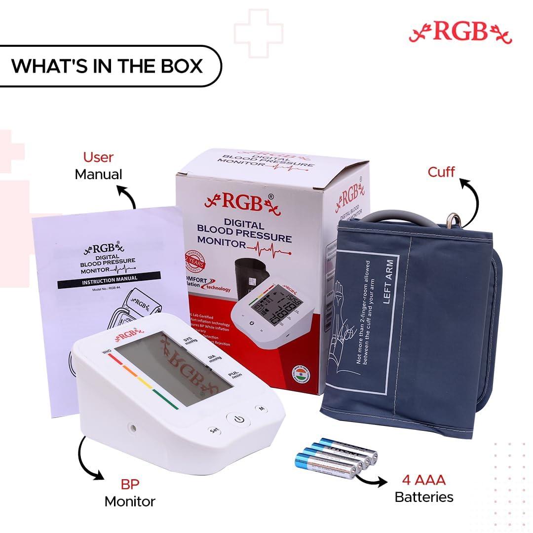 RGB RGB Digital BP Monitor Machine with C type USB Port BP Monitor, Automatic Oscillometric Digital Blood Pressure Monitoring Machine | Upper Arm Portable Digital BP Machine