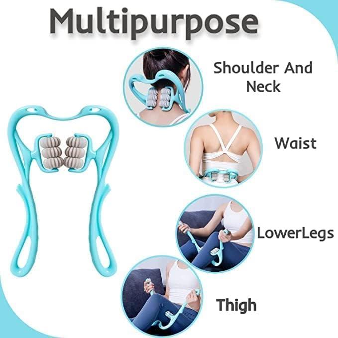 JIGVA Jigva NECK MASSAGER ROLLER 6 Wheel Dual Pressure Point Cervical Neck Massager Pinpoint Roller Neck Spine Massage Tool