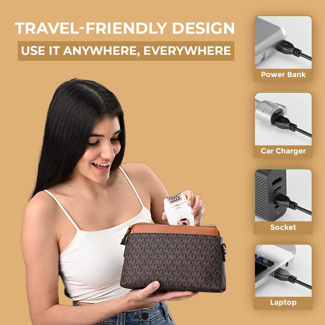 WINSTON Winston Rechargeable Body Epilator and Shaver for Women Facial Hair Remover Machine | Mini Portable Electric Body Shaver | Bikini Trimmer - 90 min Runtime