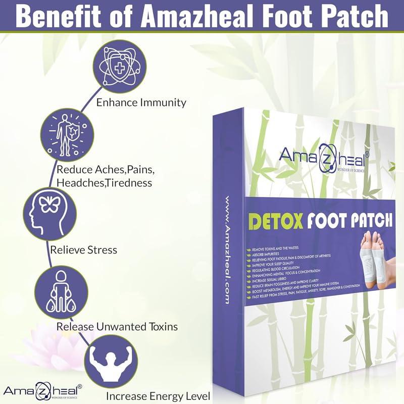 AMAZHEAL AMAZHEAL Premium Detox Foot Pad, Cleansing Toxin Remover Foot Patches, Organic Patch, For Men & Women (1 BOX = 30 Patches For 15 Days)