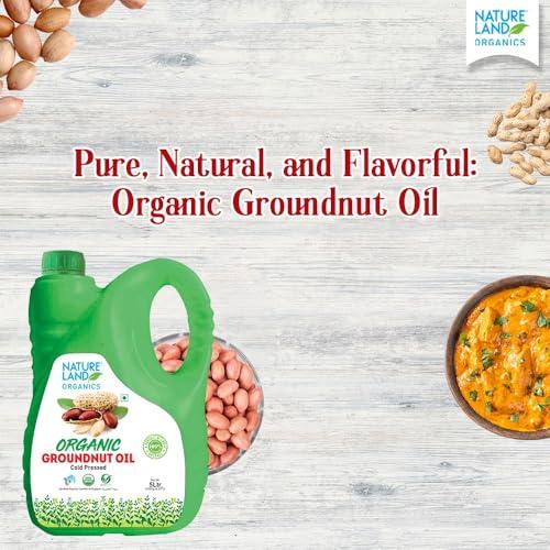 NATURELAND ORGANICS Natureland Organics Groundnut/Peanut Oil 5 Ltr. - Cold Pressed Organic Healthy Oils