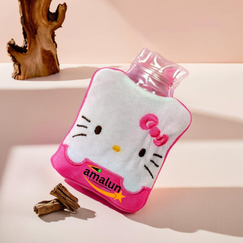 amalun Amalun Totoro Cartoon Small Hot Water Bag with Cover for Pain Relief (Pink)