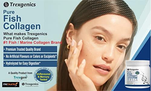 Trexgenics Trexgenics PURE FISH COLLAGEN Unflavoured, Mercury Tested, Almost Odorless & Tasteless Skin, Hair, Nails, Joint & Bone Support (250 gram) (Pack of 1)