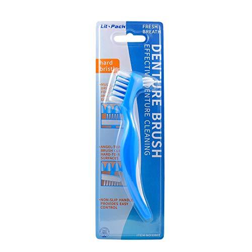 Lit-Pack Denture Clean Toothbrush for Denture Care Tool w/Multi Layered Hard Bristles Dual Hard Bristle for False Teeth Superb Total Cleaning