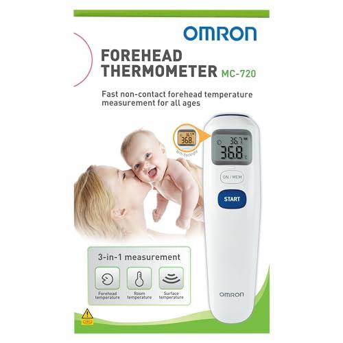 Omron Omron MC 720 Non Contact Digital Infrared Forehead Thermometer With 1 Second Quick Measurement, 3 in 1 Measurement Mode, Auto On/off & Backlight, White, (MC-720_Omron _AW)