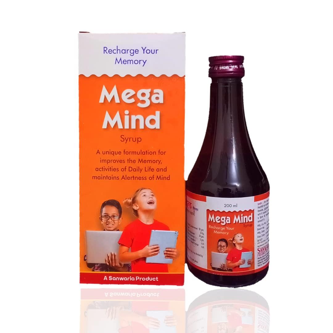 AMAR AYURVED BHAWAN Ayurvedic Mega Mind Brain Tonic For Improving Memory, Releasing Stress And Mind Booster| WITH 20 TABLETS FREE |For Men And Women PACK OF 1 (200 ML)|