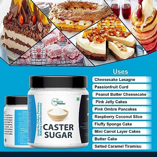 Organic Platter Castor Sugar|Desi Shakkar Bura|Caster Sugar|Pissi Khand|Chini Powder for Baking|White Sugar Bura|Desserts Sugar|Sulphurless Sugar|Chini Powder for Baking-Jar (500g)