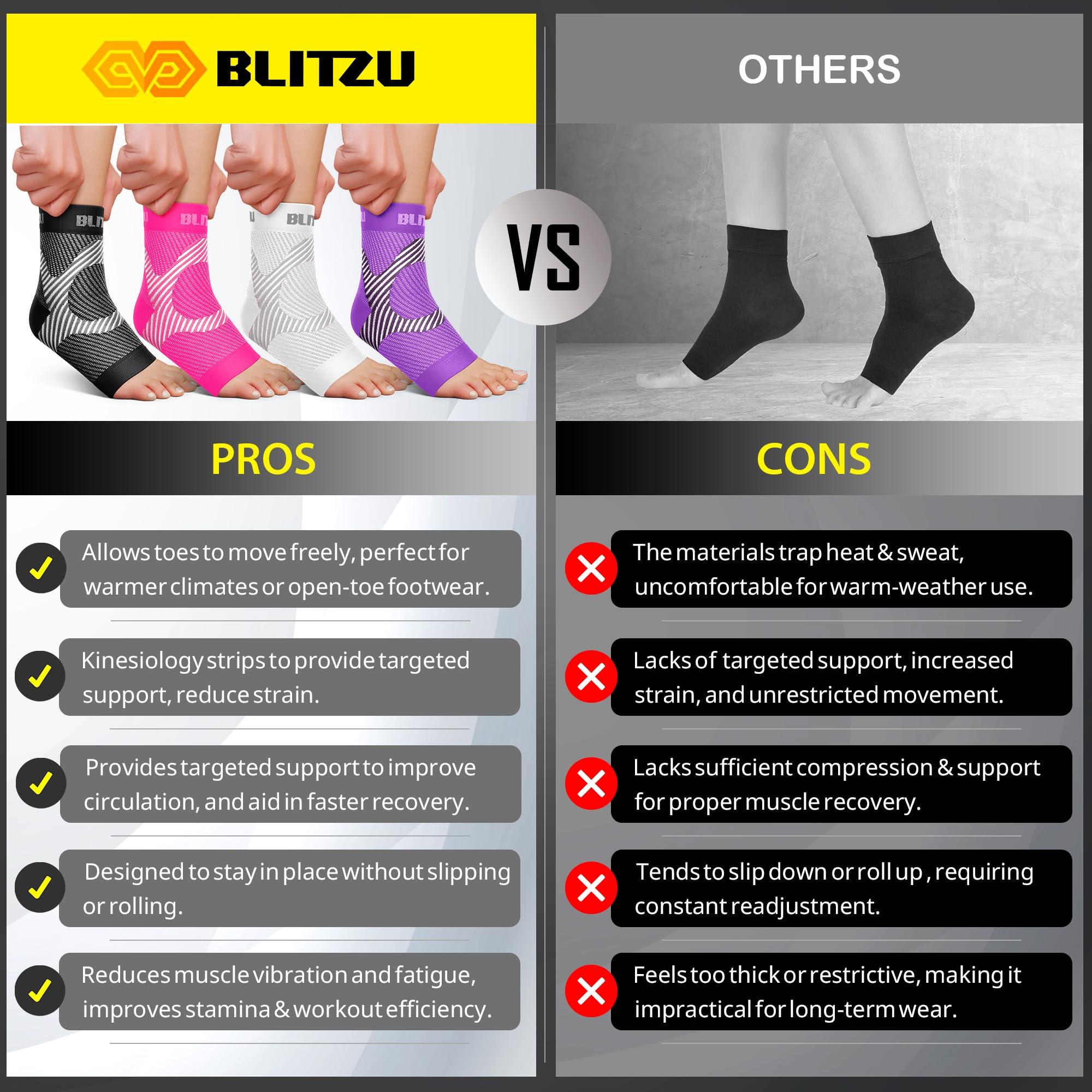 BLITZU Plantar Fasciitis Sock Leg & Foot Supports Planters Faciatias Heel Support Compression Foot Sleeves Toeless Compression Socks Swollen Ankles and Feet Treatment Nano Socks for Women Green S-M