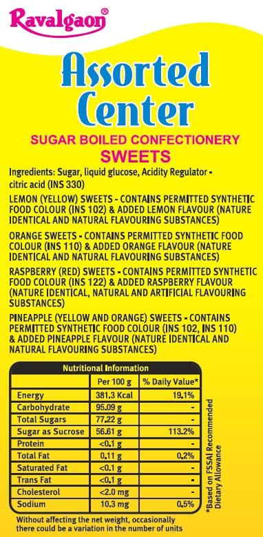 The Ravalgaon Sugar Farm Ltd Ravalgaon Assorted Center Candy, 478 grams (Pack of 3)