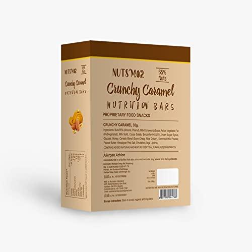 NUTS'MOR NUTS'MOR NUTRITION BAR(CRUNCHY CARAMEL) Energy Bars, Zero Trans Fats & Goodness of Honey: Pack of 6x 35g (Crunchy Caramel)