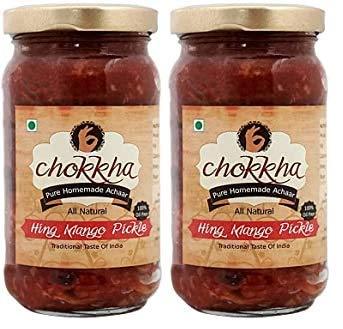 Chokkha Chokkha Traditional Homemeade Hing Mango Pickle (Hing Aam) | No colour Added | Vegan | 100% Oil-Free | Combo of 2| 200 Gm Each