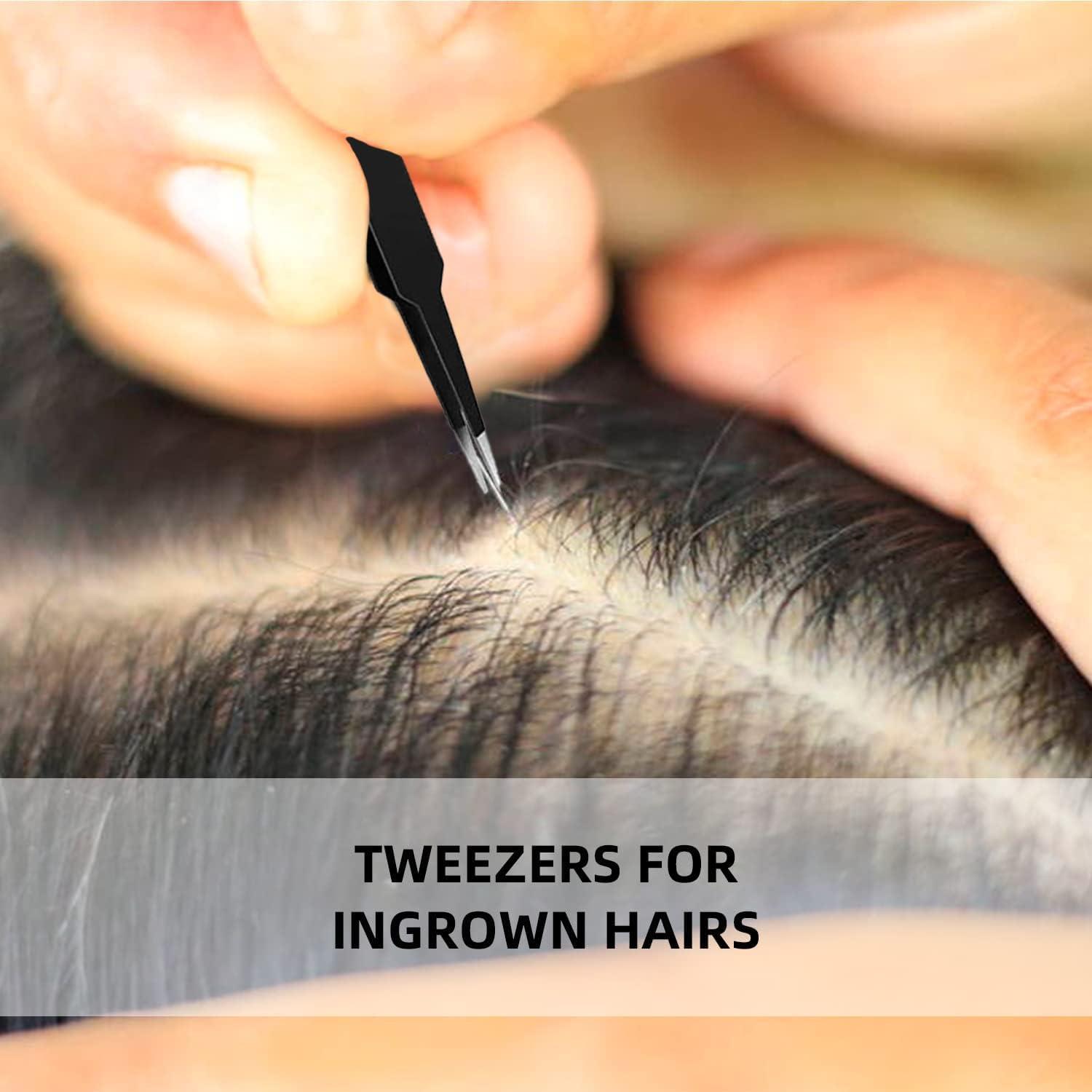 MADHYA MADHYA Tweezers for Ingrown Hair Removal, Surgical Grade Medical Tweezers with Sharp Needle Nose Point Tips Ideal Pointed Tweezers for Splinters & Tick Removal, Black, Design 5, Pack of 1