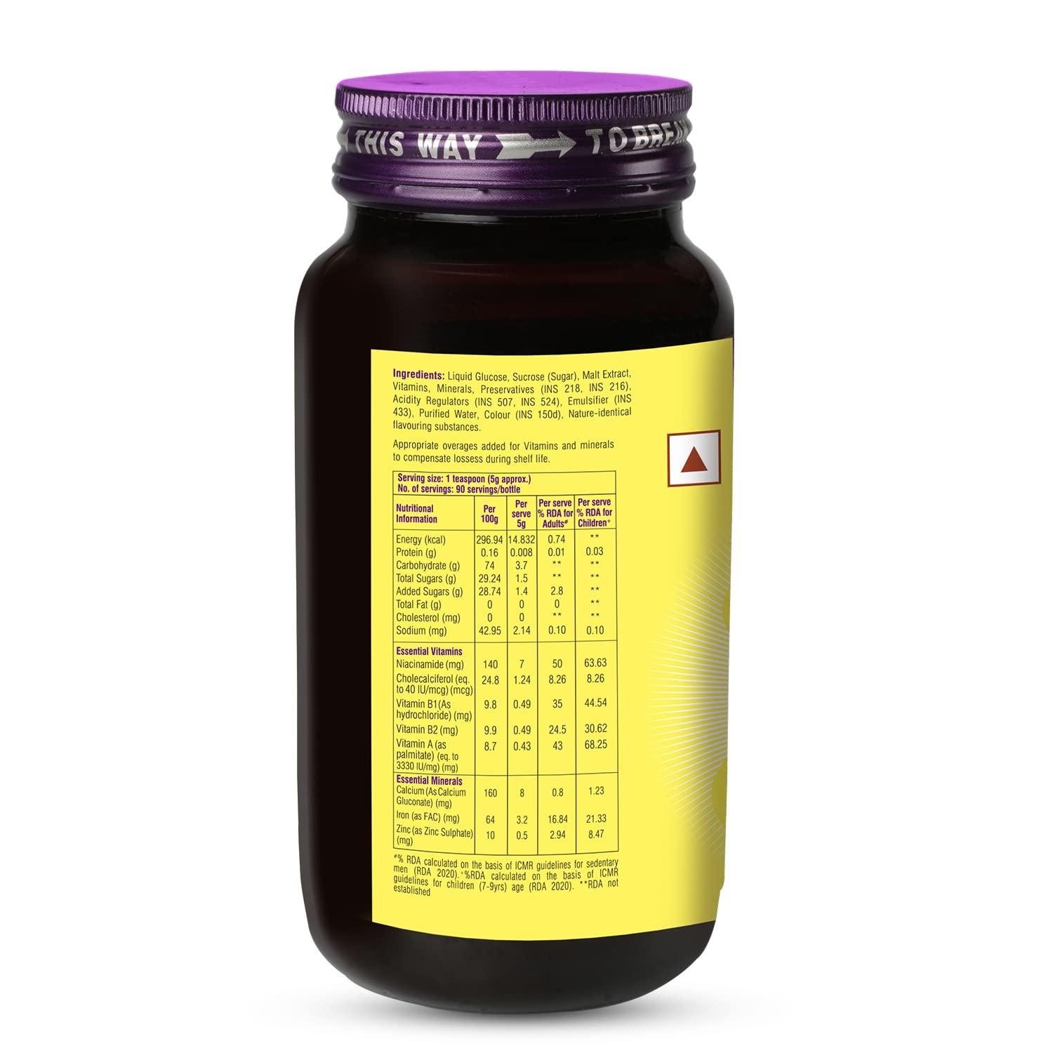 Ferradol Ferradol syrup 450gm, daily health supplement with Iron, vitamins A, B1, B2, B3 and D3, Calcium, Zinc, helps maintain haemoglobin and supports immunity