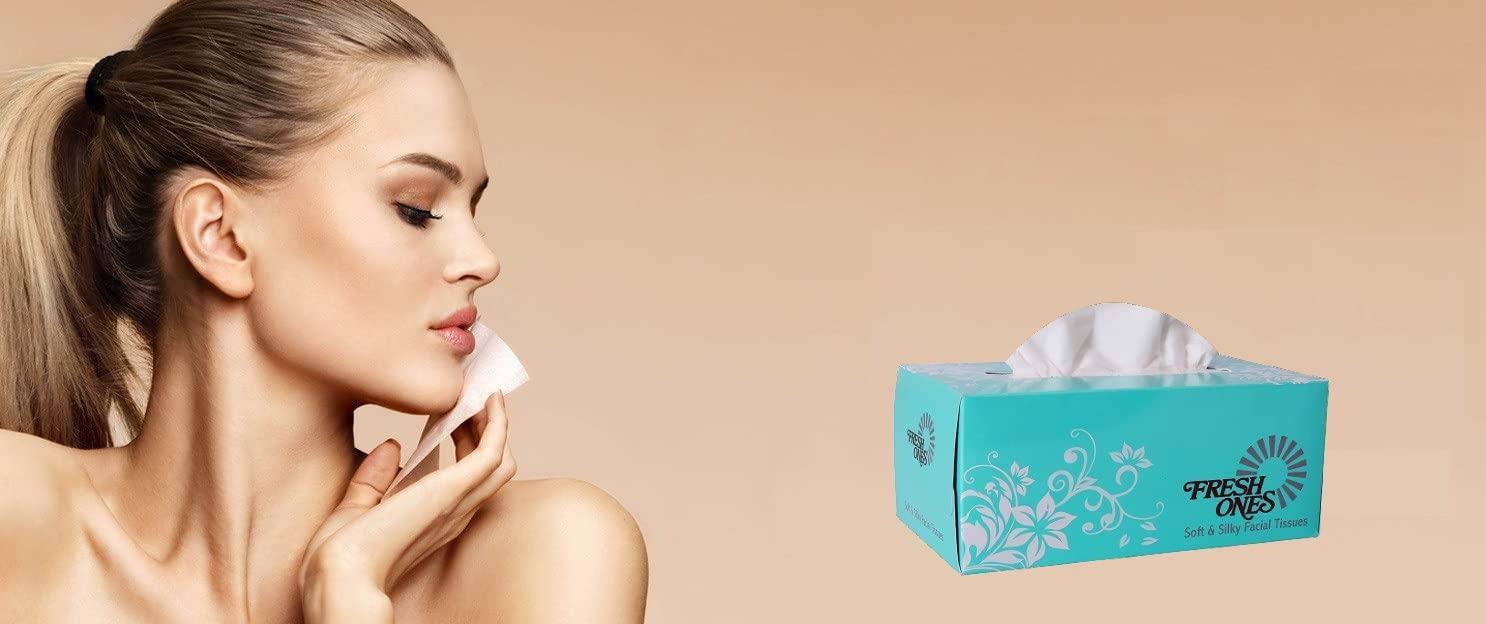 Fresh Ones Fresh Ones Facial Tissues Papers 800 Pulls 2 Ply Soft & Silky Napkins Wipes ( Pack of 4 )
