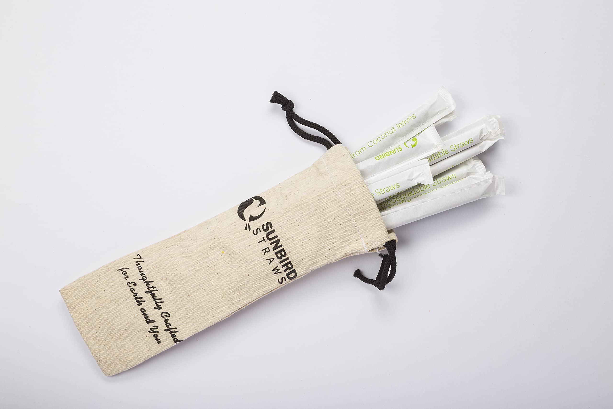 SUNBIRD Sunbird Individually Wrapped Regular Straws, Coconut Leaf Drinking Straws,Organic, Biodegradable, Sustainable, Eco-friendly (Diameter 6mm X Length 8\"), Pack of 25 straws