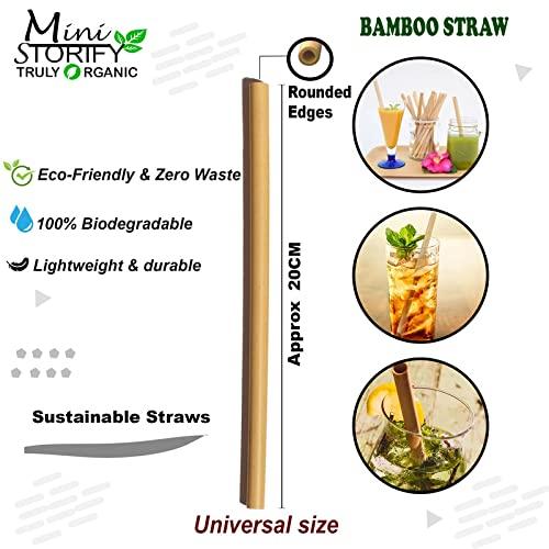 Mini Storify Truly Organic Mini Storify Truly Organic Bamboo Straws for Drinking juices and Smoothies and Also Suitable for hot Drinks Coffe and Tea (8 inch) .4 pcs