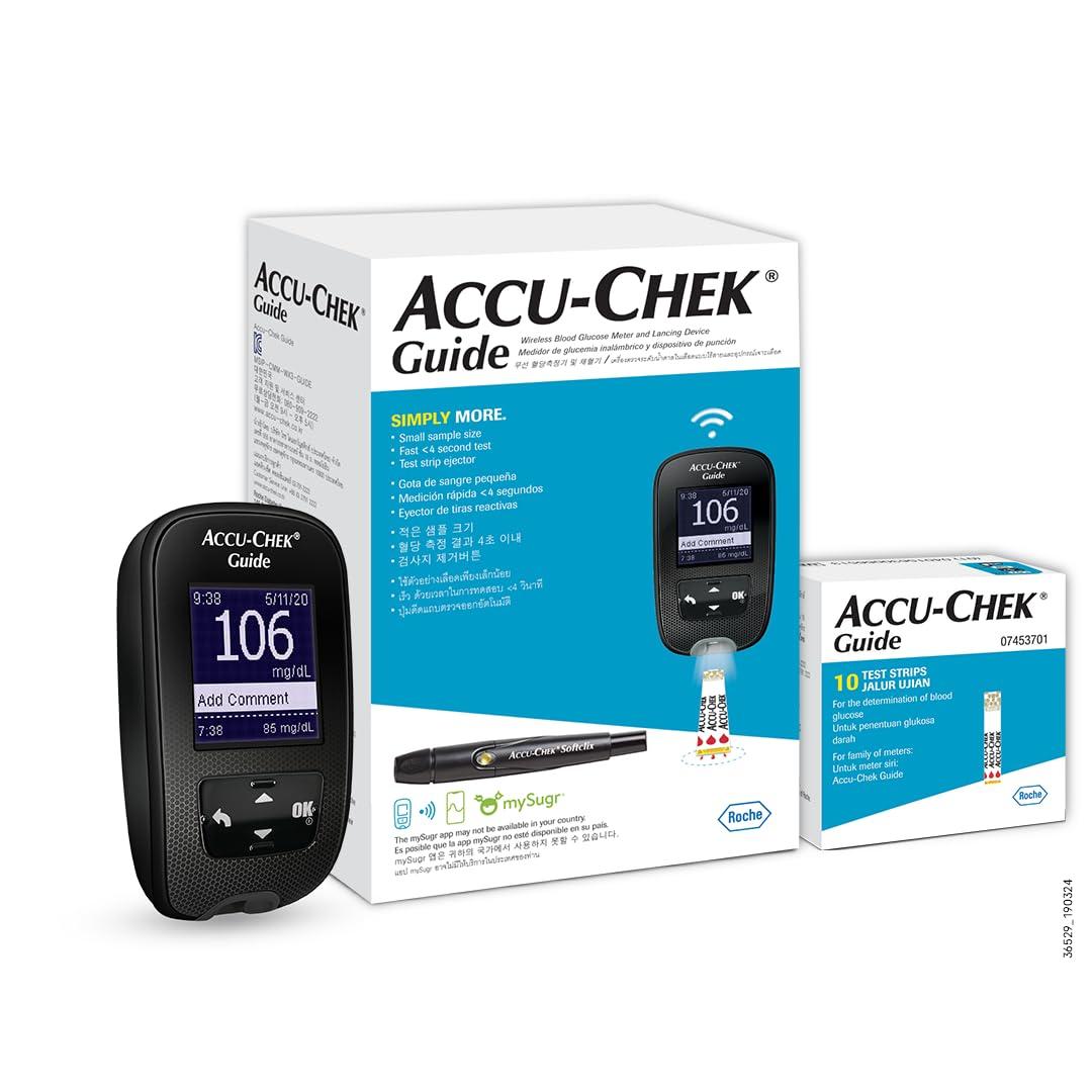 Accu-Chek Accu-Chek Guide Blood Glucose Monitoring System With 10 Free Test Strips - Pack of 1 Kit