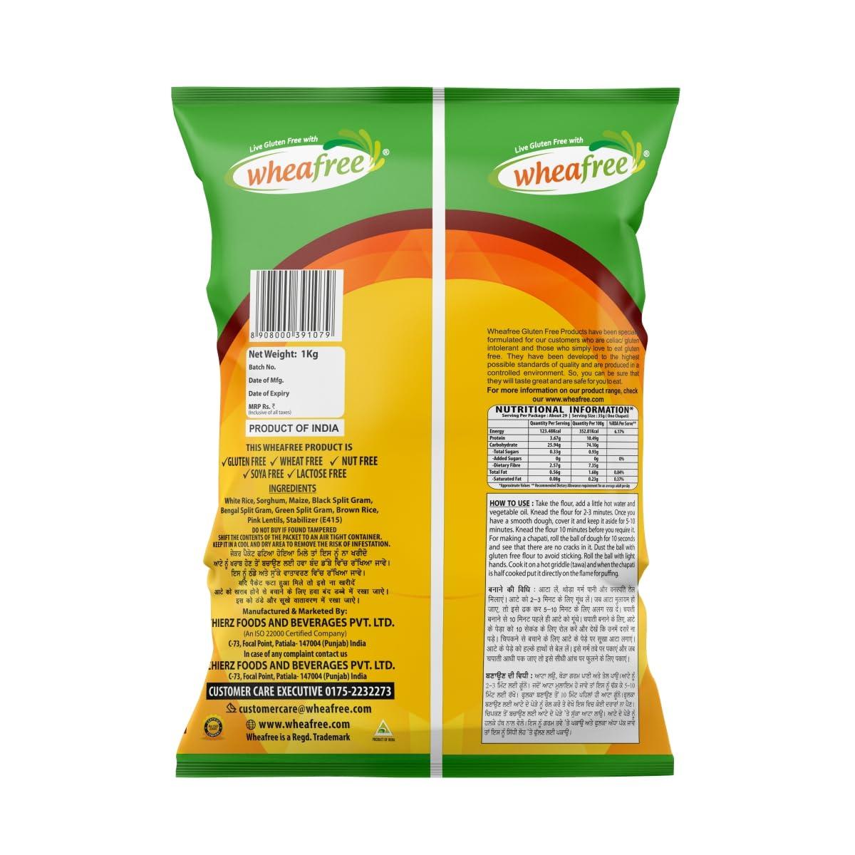 wheafree Wheafree Gluten Free Combo Pack - Missi Roti Flour 1Kg + Gluten Free Multigrain Flour (1kg x 2) | High in Protein, Vitamins, Minerals and Micronutrients | 100% Gluten Free Veg Ingredients