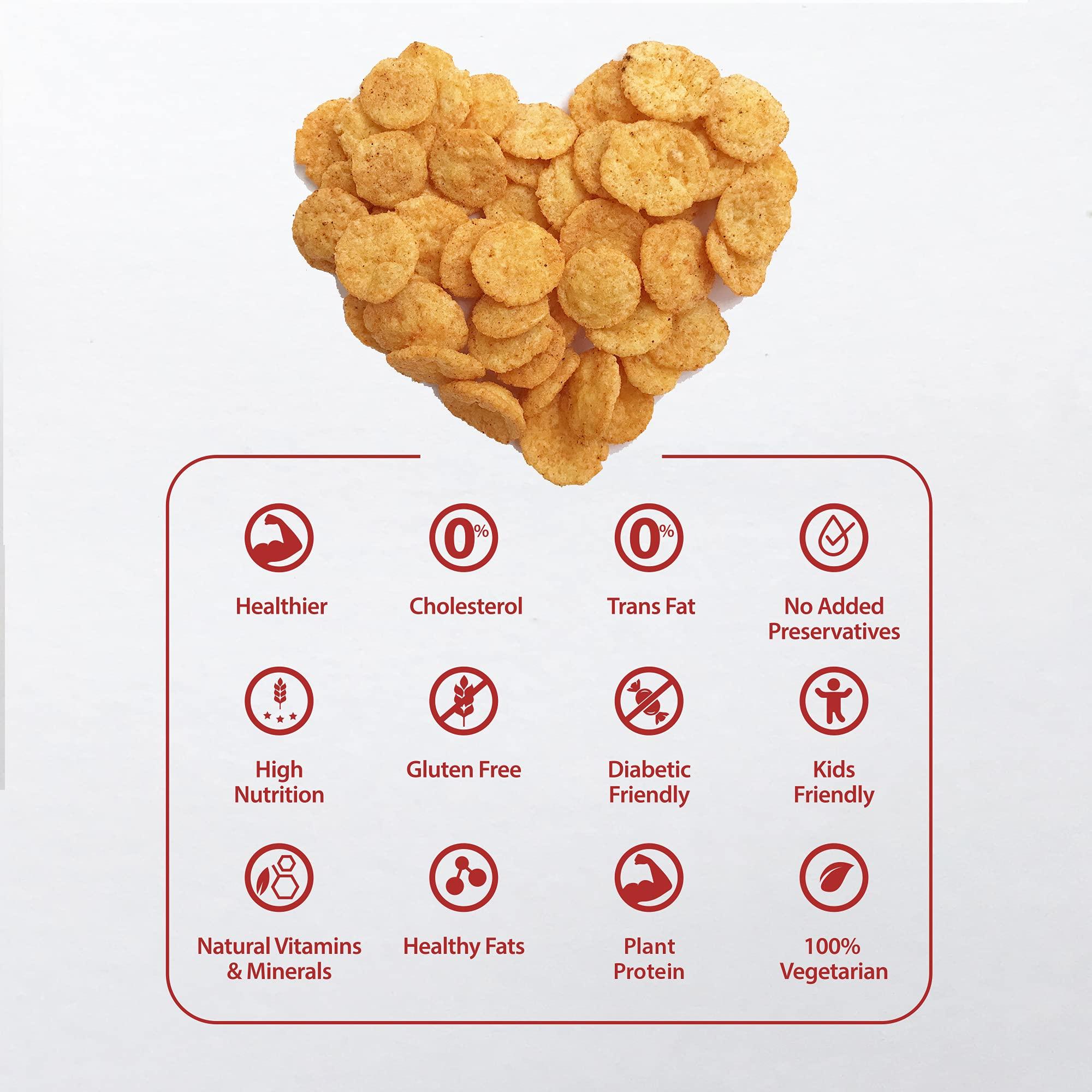 Yummiano Yummiano Corn Dots - Vacuum Cooked Corn Chips, Zero Cholesterol Healthy Snacking with High Nutrient Content, No Added Preservatives, Gluten Free - Pack of 2 (220g Each) (Flavour: Cream & Onion + Pudina)