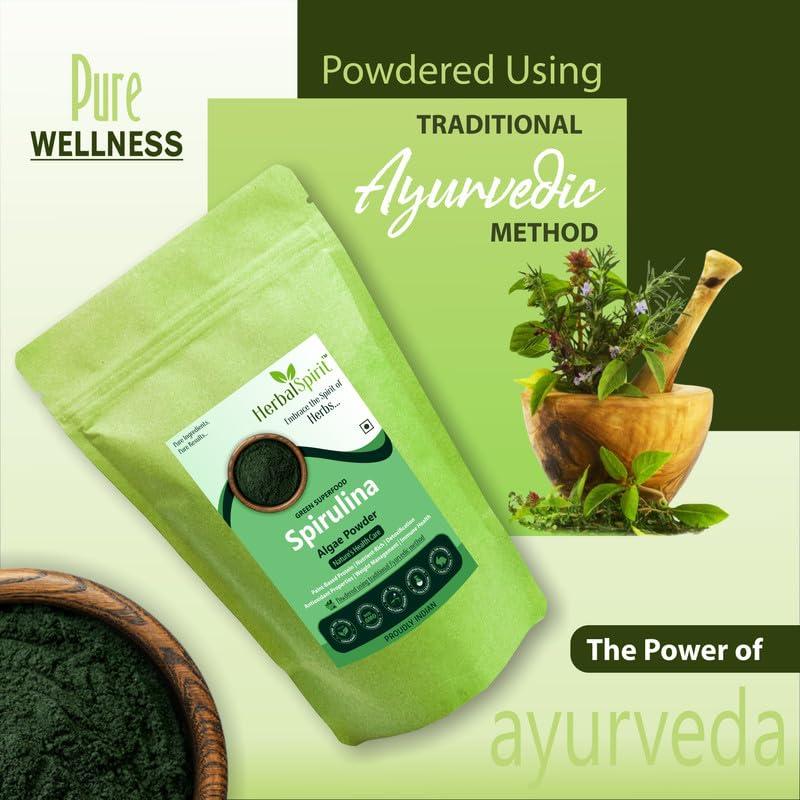 HerbalSpirit Herbal Spirit Spirulina Powder Organic, 100gm | Spirulina Algae Powder | Green Spirulina Powder | Healthy Organic Spirulina Powder | Superfood Greens Powder | Blue Green Algae Superfood Powder |