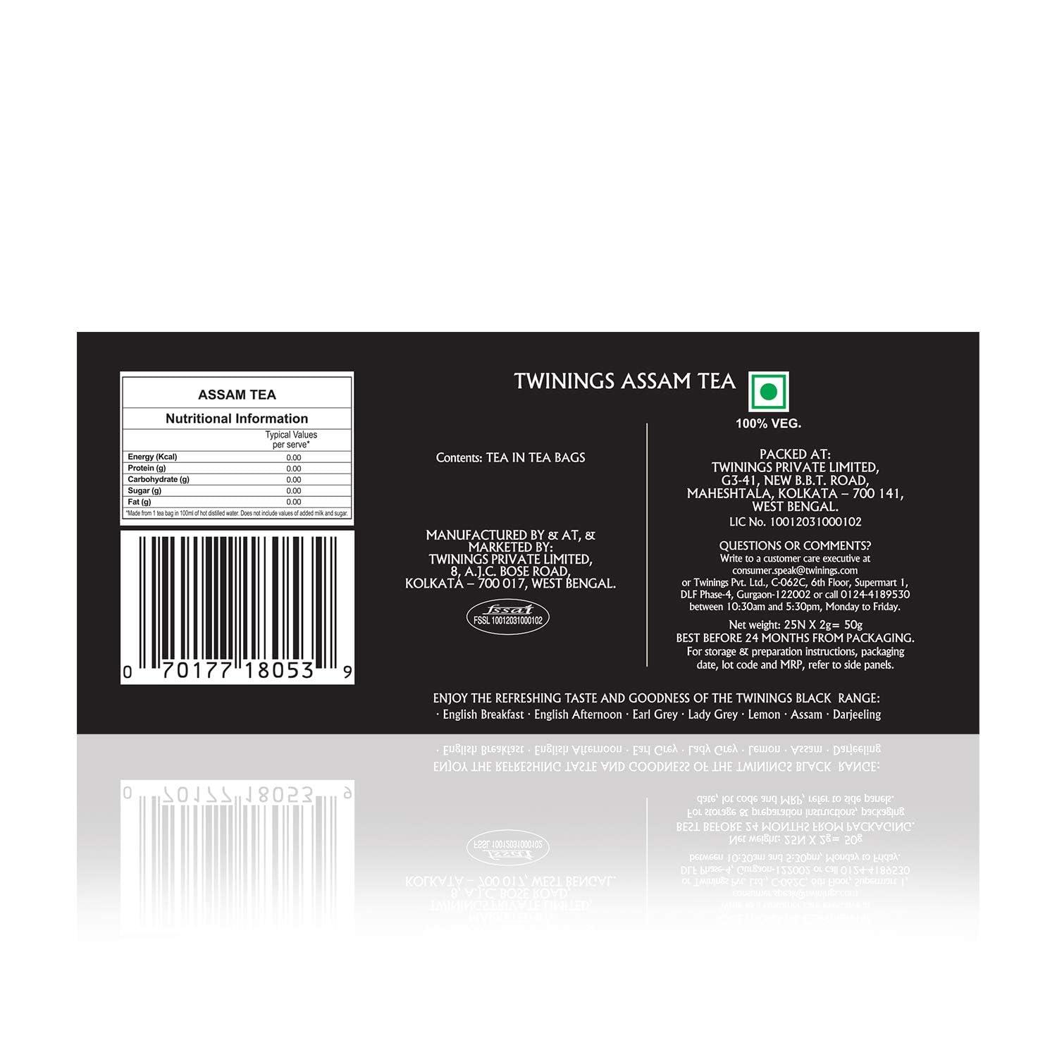 Twinings Twinings Assam Tea, 25 Teabags, Premium Black Tea, Origins, Strong, Full-Bodied and Robust Flavour,50 Grams