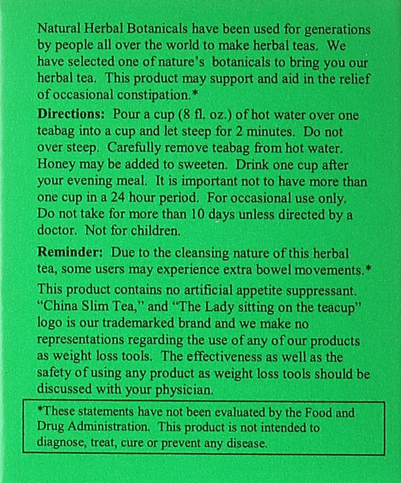 China Slim 3 China Super Slim Tea Dieter Delight 1005 Natural 18 Tea Bags