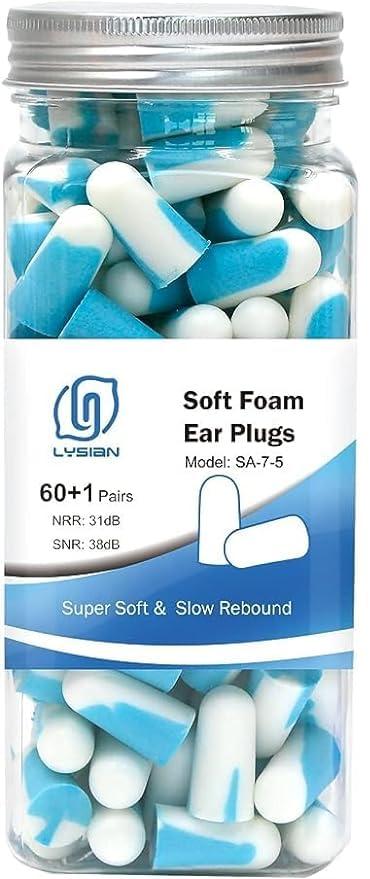 SKINPLUS SKINPLUS Noise Cancelling Earplugs for Sleep - 60 Pairs, 38dB Ear Plugs for Sleeping, Snoring, Shooting, Mowing Loud Sound Reduction- Light Blue/White