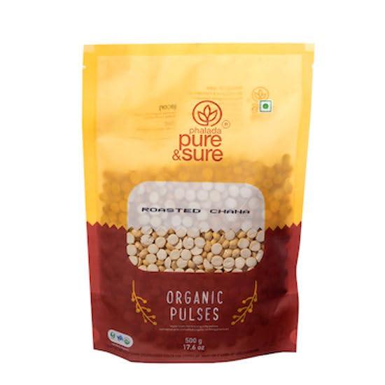 Phalada Pure & Sure Pure & Sure Organic Roasted Chana Dal 500G | 100% Bhuna Chana, Natural & Vegan | Gluten Free | Rich in Protein & Energy Source | No Additives & Pesticides Free
